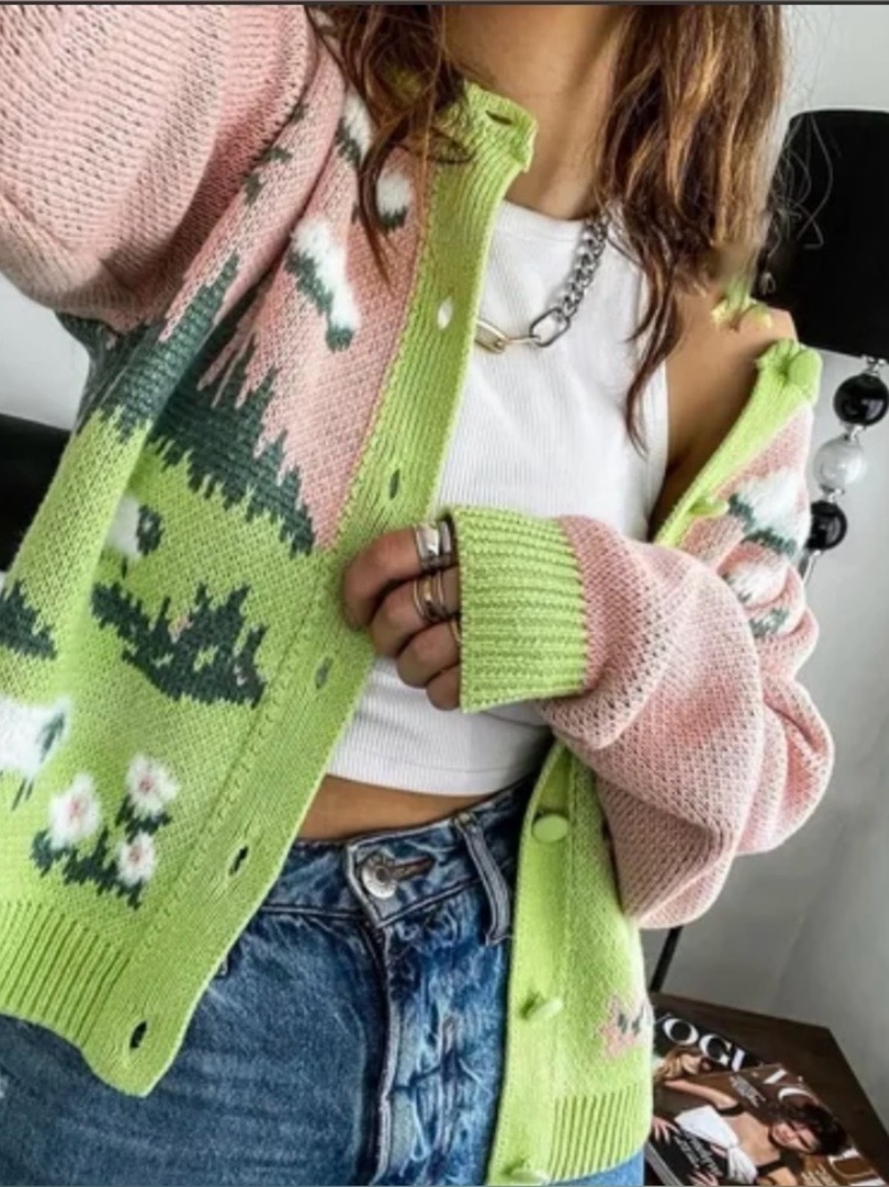 Zara Scenic Knit Cardigan Size S